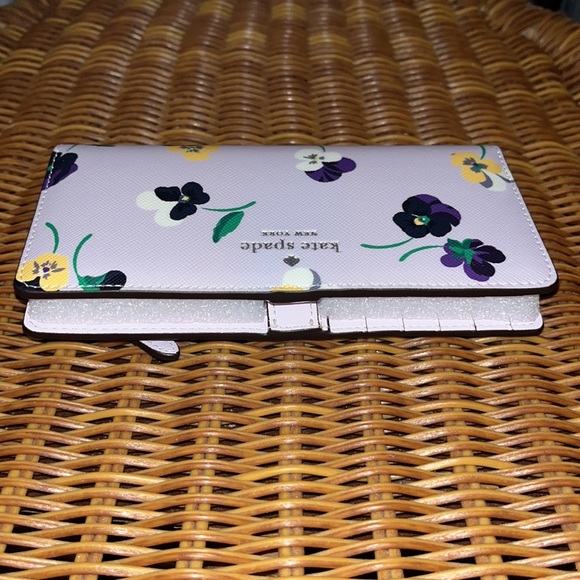 ♠️kate spade Dana Large Slim Bifold Wallet Floral Pansy - Picture 10 of 16